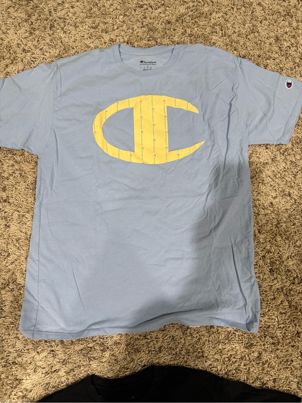 Champion Light Blue Short Sleeve Tee with Yellow Logo